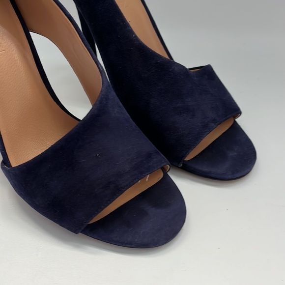 HALSTON Blue Suede Leather Slip On Heels Size 8 - Picture 4 of 9